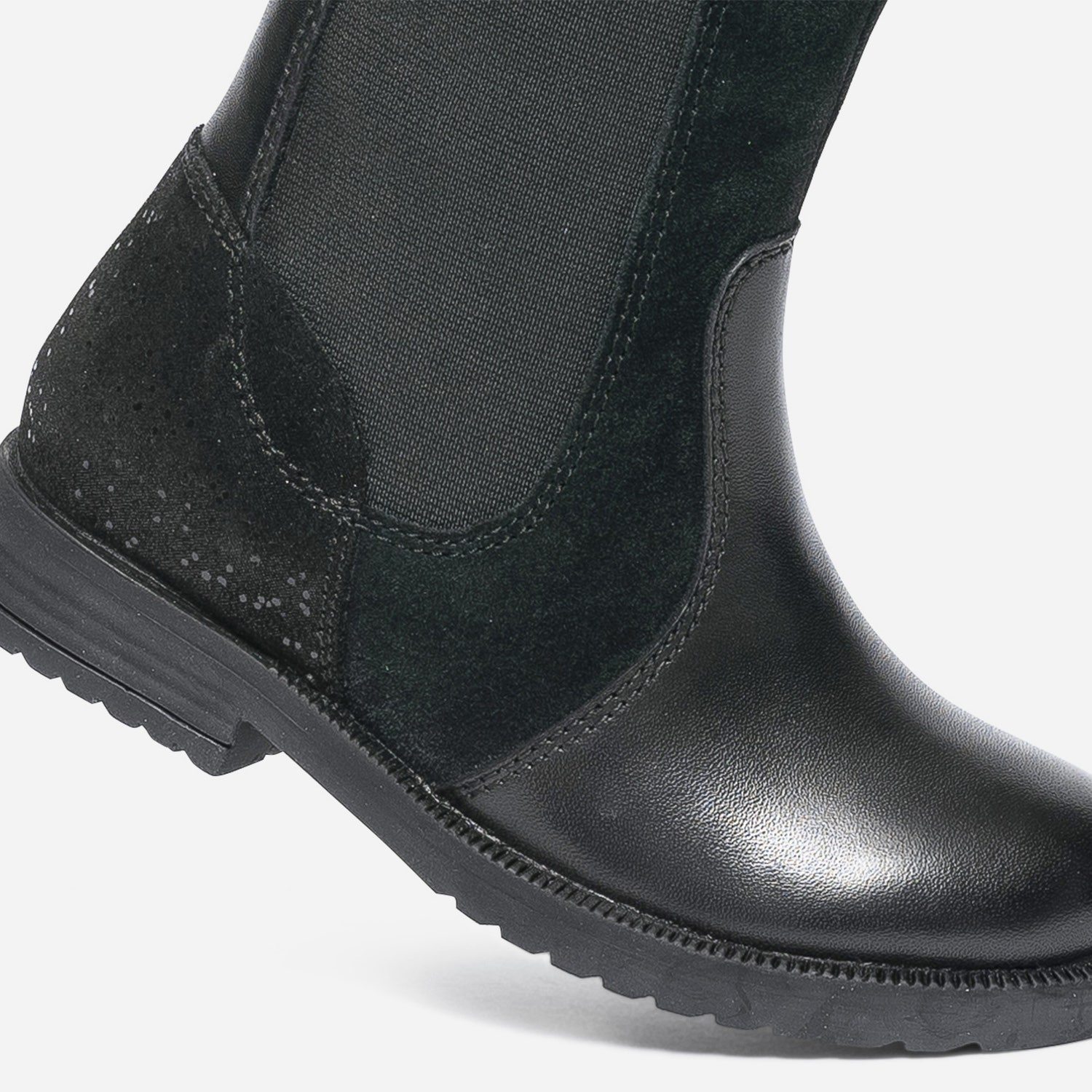 Boots noir en cuir et cuir velours
