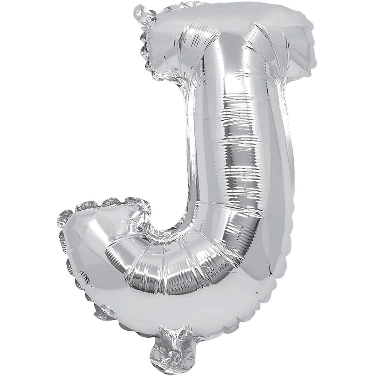 Folienballon Buchstabe J silber, 32 cm, inkl. Pustehalm