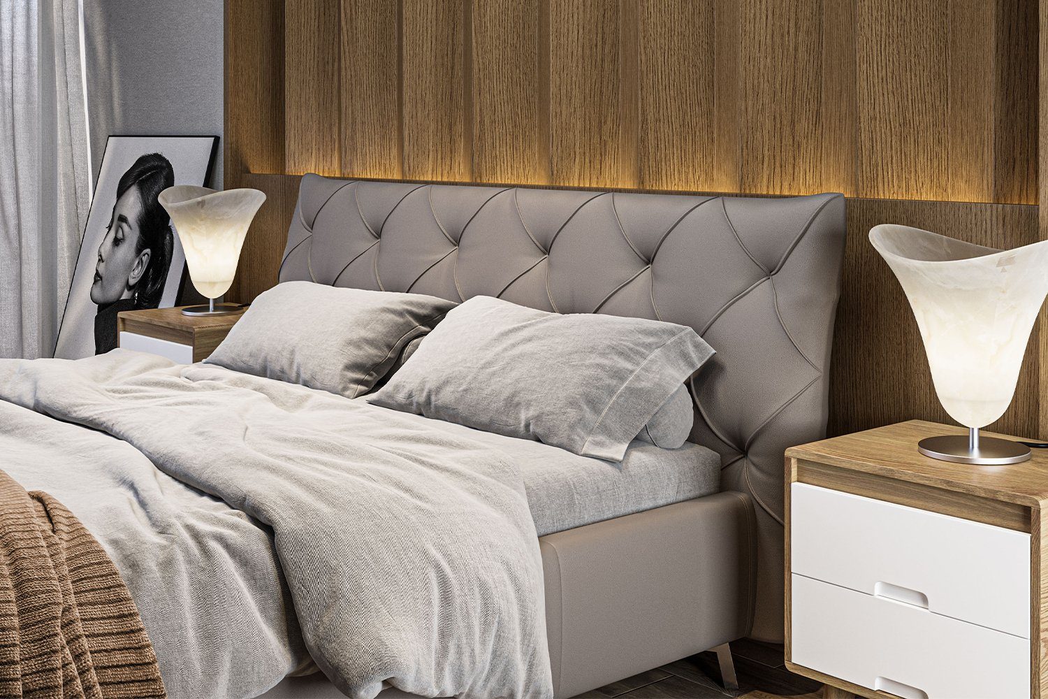 KAWOLA Polsterbett ANNY, Bett, Leder oder Velvet, versch. Größen und versch. Farben