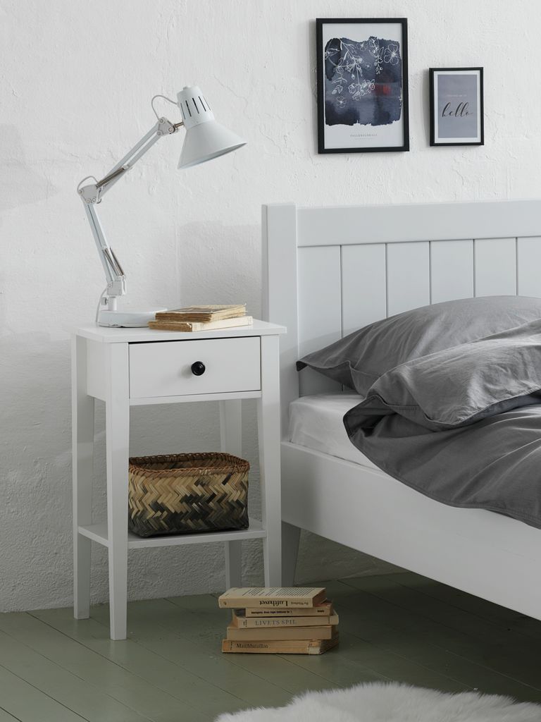 NORDBY Stolik nocny NORDBY 1 szuflada/1 półka biały