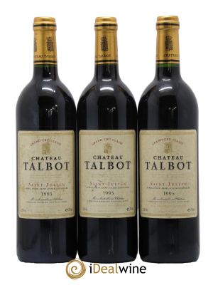 Château Talbot 4ème Grand Cru Classé  1995 - Lot de 3 Bouteilles
