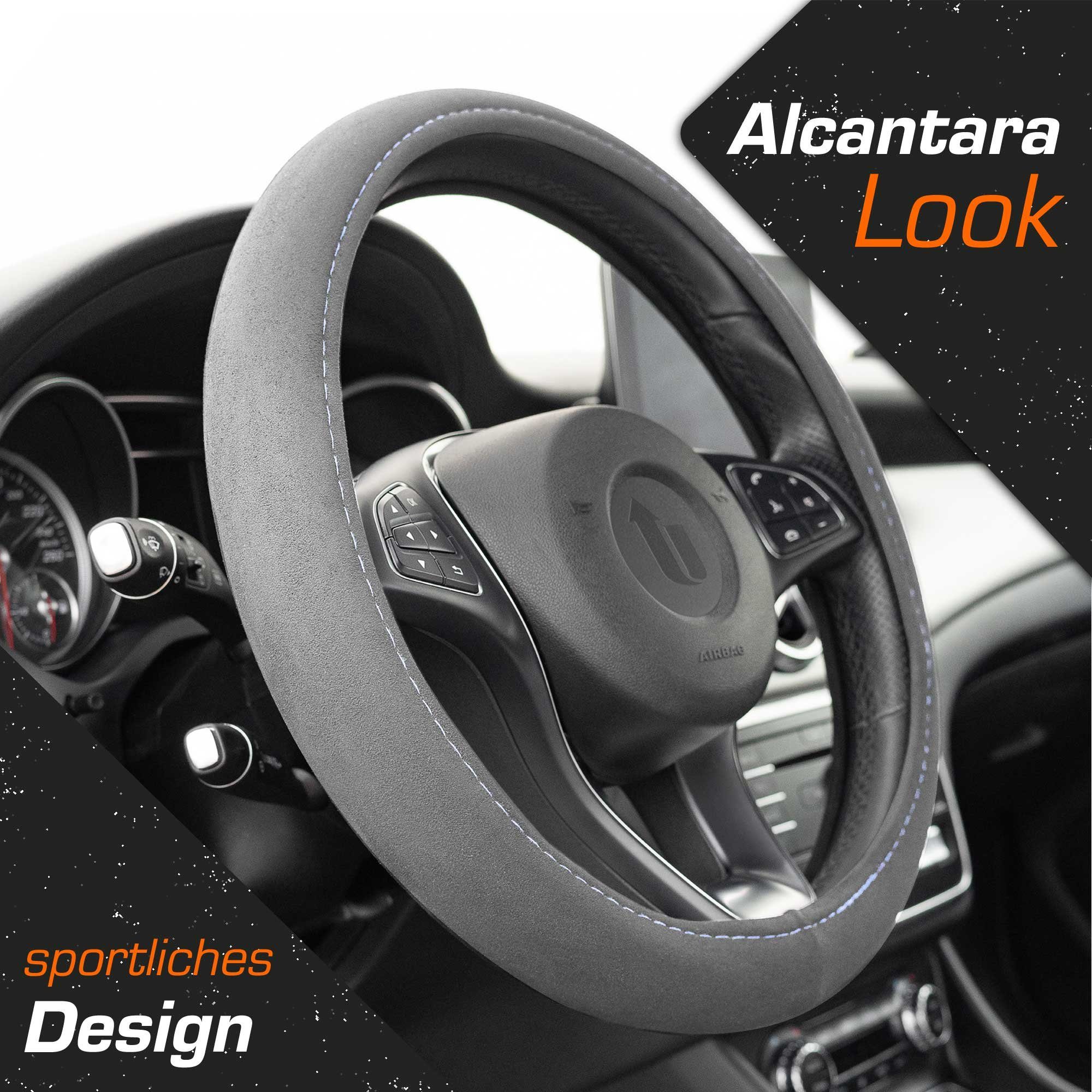 Upgrade4cars Lenkradbezug Alcantara Optik, Ø 37,00 - 39,00 cm, Sportlich-Elegante Wildlederähnliche Struktur