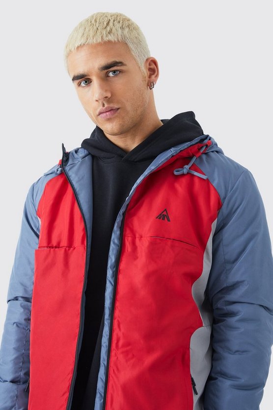 Lockere gepolsterte Ripstop Colorblock Jacke
