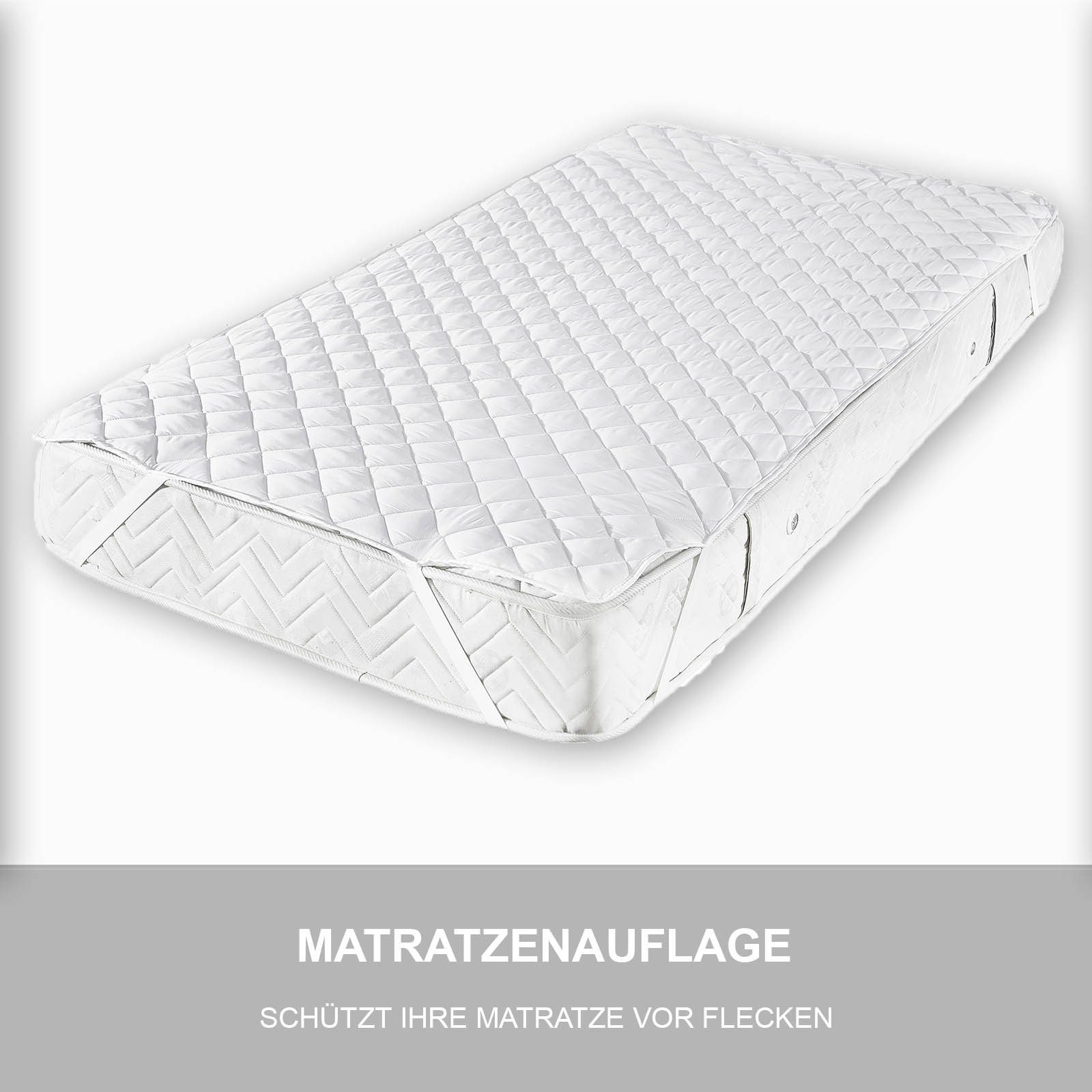 Matratzenauflage Buymax, Atmungsaktive leichte Matratzenauflage Topper Matratzenschoner für Bett und Boxspringbett mit Quadratsteppung aus Microfaser, Weiß