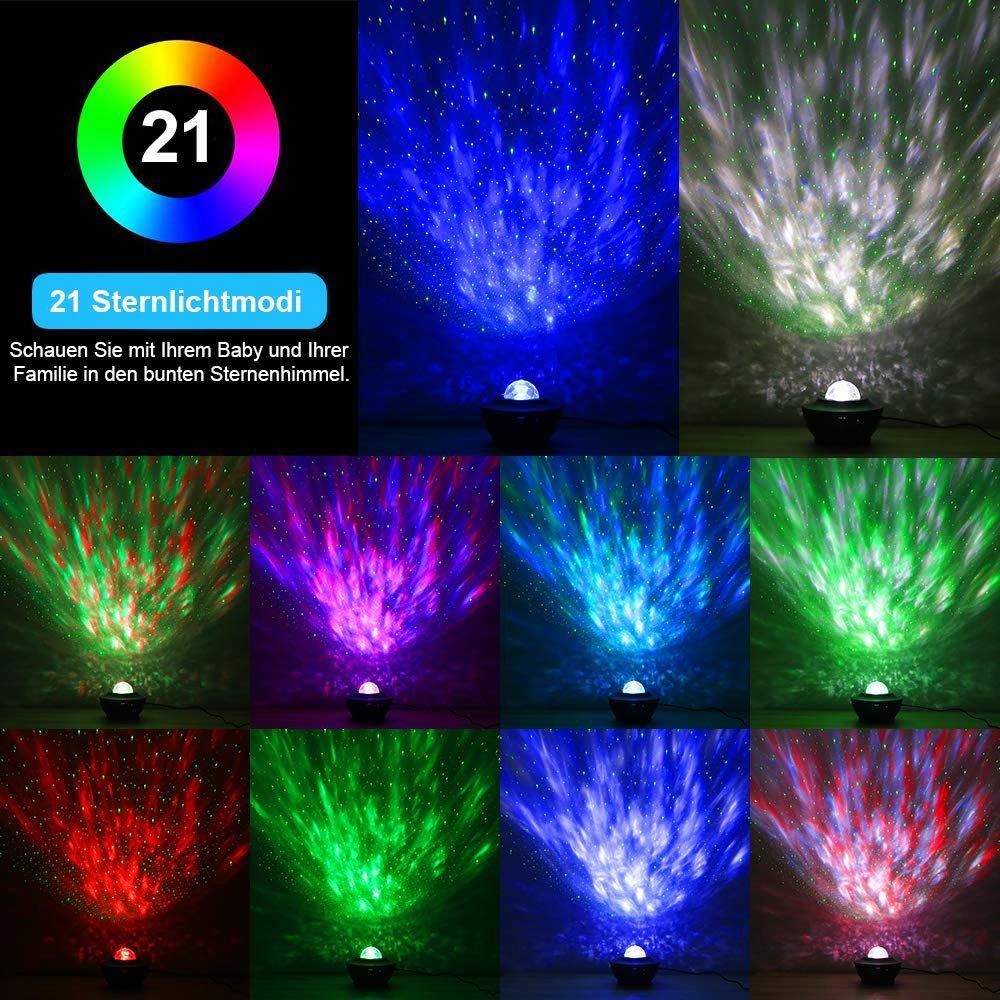 Laybasic LED Sternenhimmel Projektor,Galaxy Sternenhimmelprojektor,21 Lichtmodi LED-Beamer (Lampe Sternenhimmel mit Bluetooth/Musik Lautsprecher/Timer)