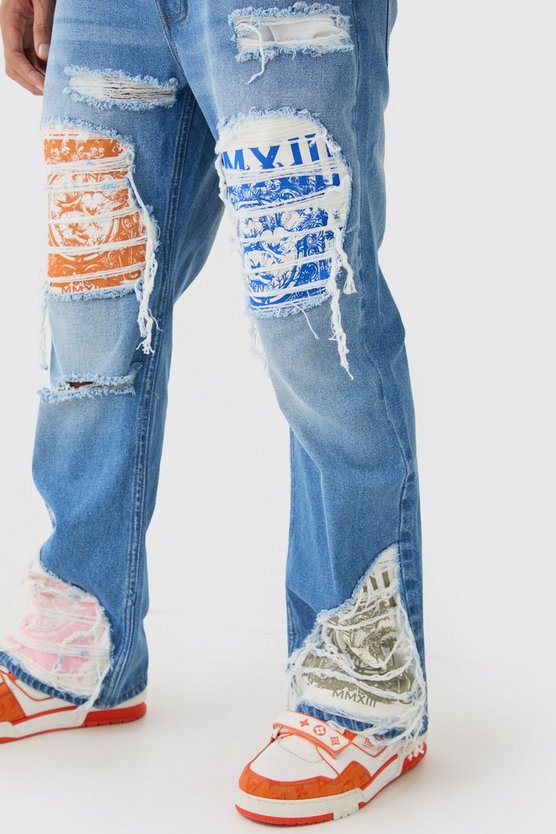 Lockere Schlagjeans mit Rissen