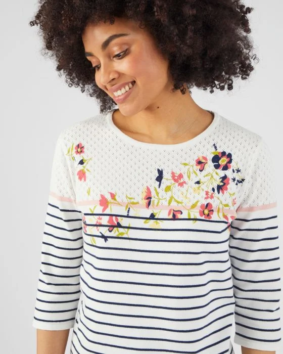 Pull rayé et imprimé floral
