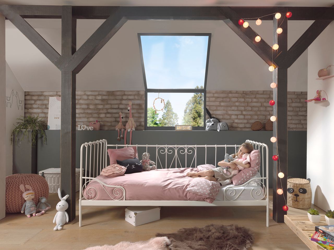 VIPACK Kojen-Metallbett Alice Liegefläche 90 x 200 cm Weiß