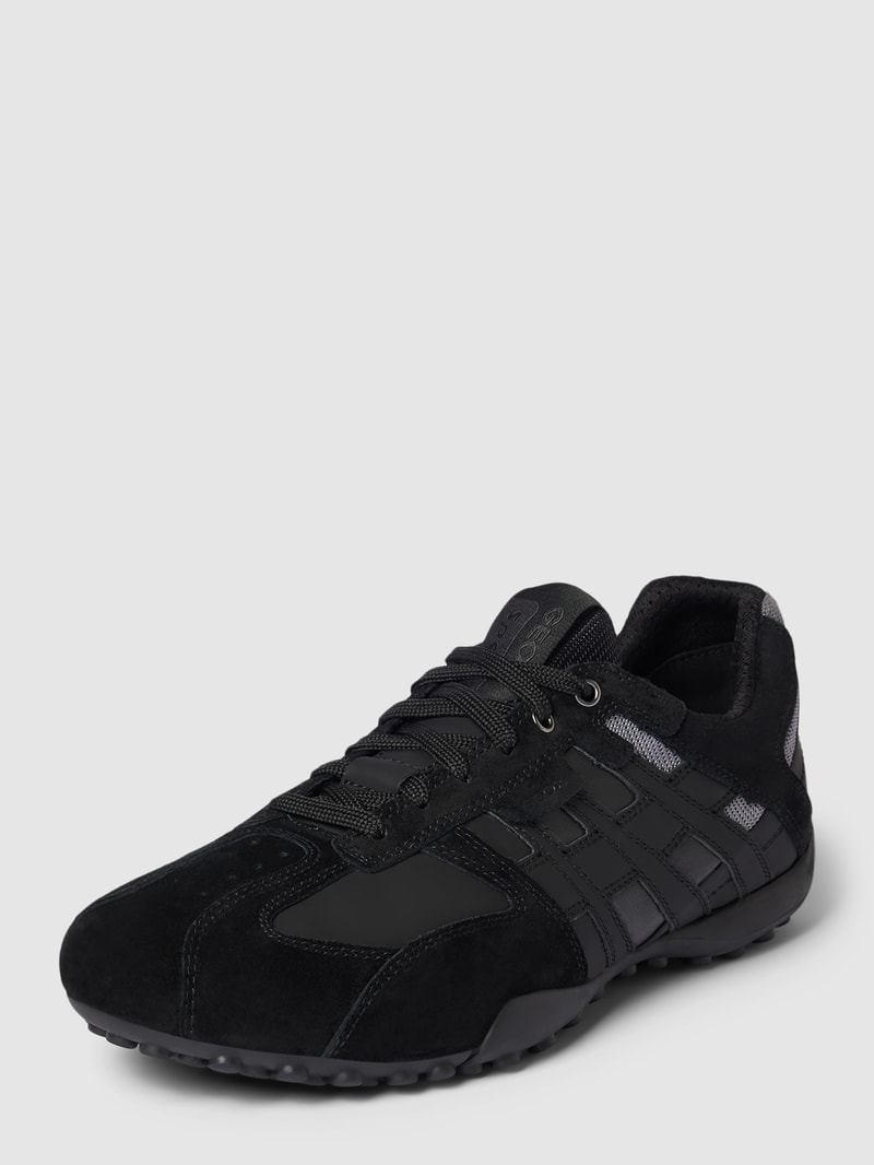 Sneaker mit Kontrastbesatz Modell 'UOMO' in schwarz