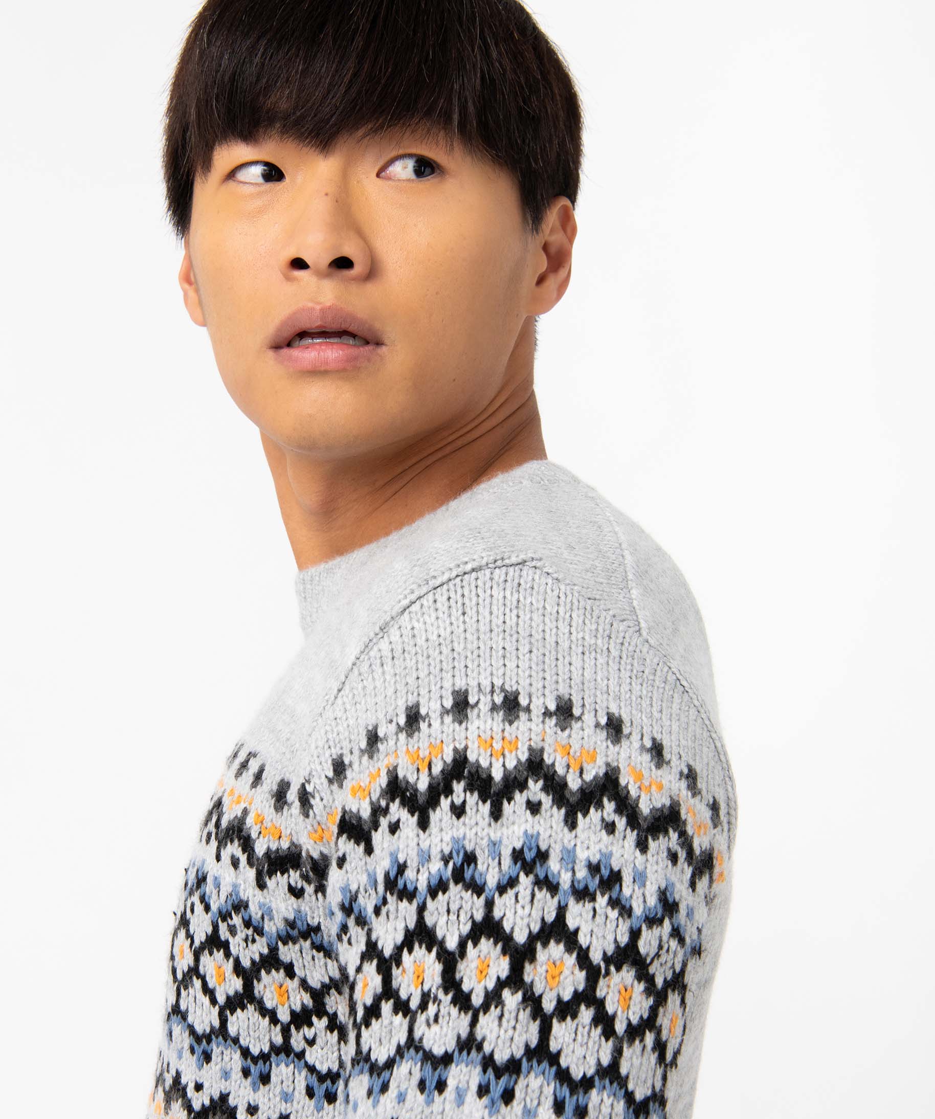 Pull de Nol homme motif jacquard gris clair | GEMO