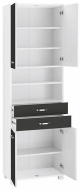 Schildmeyer Hochschrank Colli Breite 60 cm, Badezimmerschrank mit Metallgriffen, Ablageböden