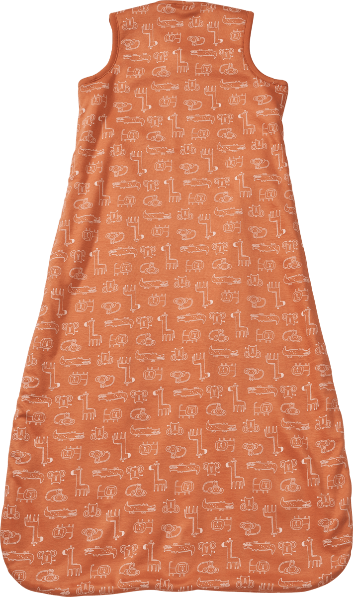 Schlafsack 1 TOG, mit Tier-Muster, orange, 90 cm, 1 St
