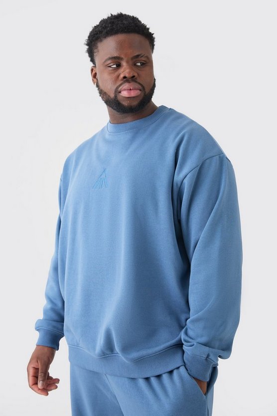 Plus Man Oversized Extended Neck Sweatshirt