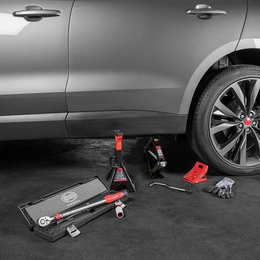 HEYNER Wagenheber Scherenwagenheber mit Kurbel + Gummiauflage 2t für SUV/PKW-mit Tasche