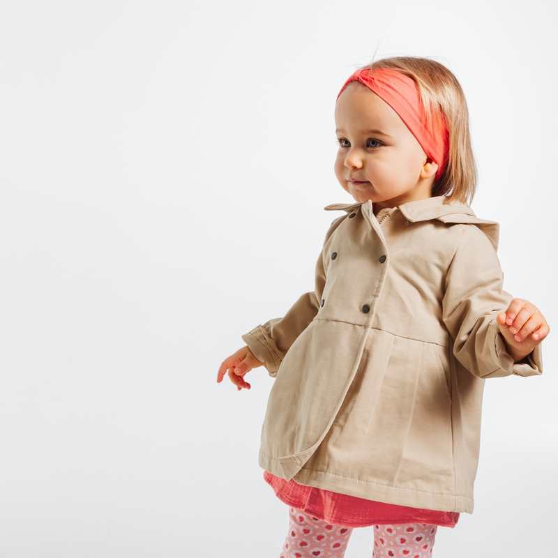 Manteau toile déperlante à capuche beige bébé fille