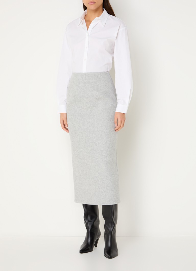 Claudie Pierlot Sivienne Midi-Bleistiftrock aus Wollmischung mit Schlitz