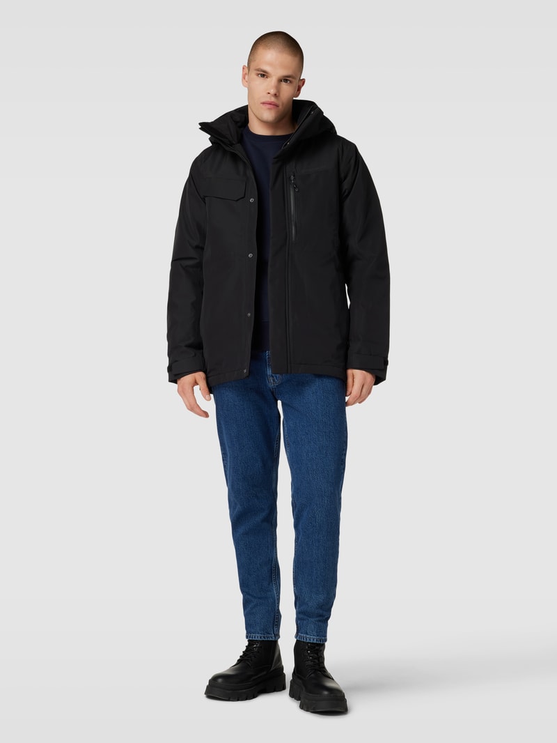 Jacke mit Label-Details Modell 'STEFAN' in schwarz