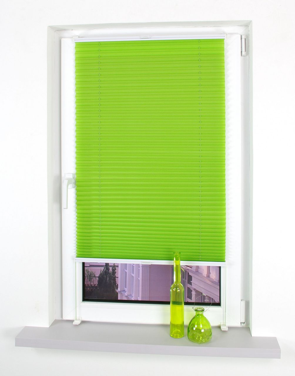 Bella Casa Klemmfix-Plissee verspannt, 220 x 80 cm, Apple Green