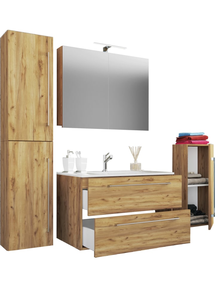 ebuy24 Spiegelschrank Badinos Eiche Dekor 146 x 46 cm günstig kaufen onesize