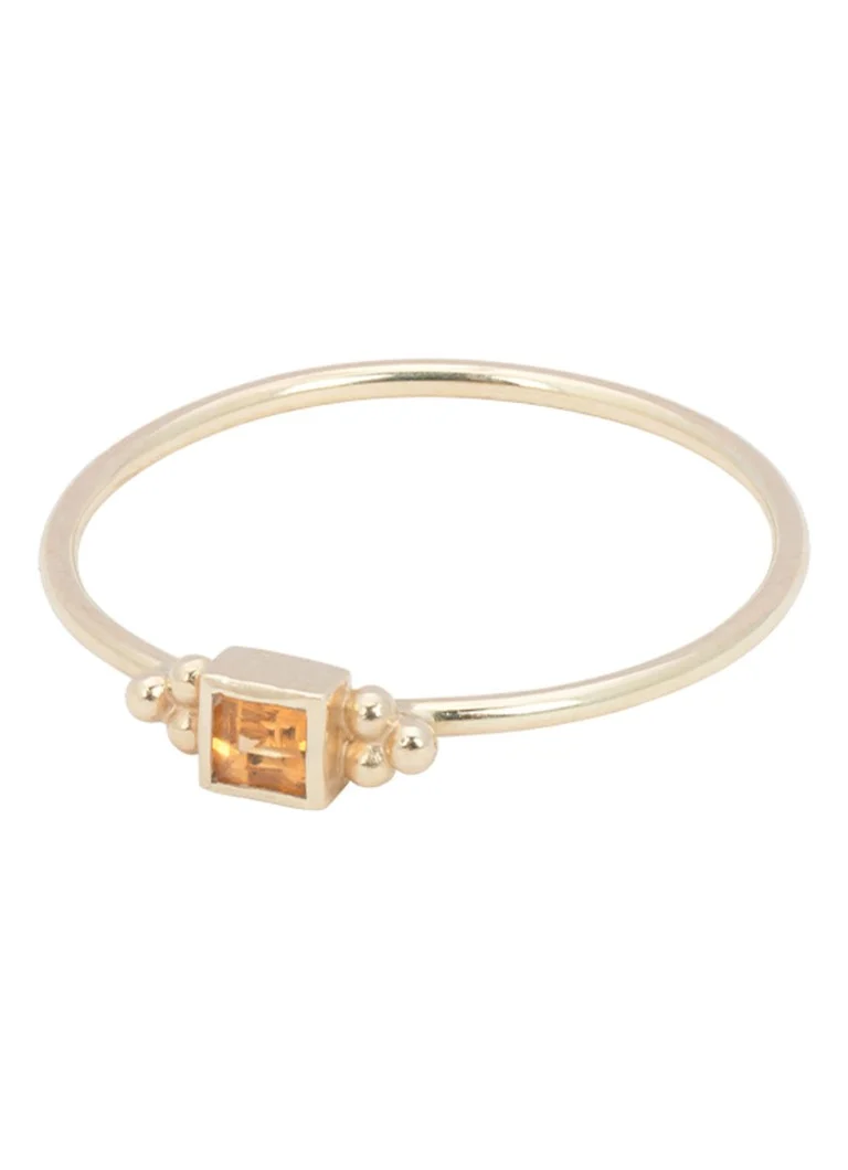 Anello Anna + Nina Honeysuckle in oro giallo 14 carati con citrino