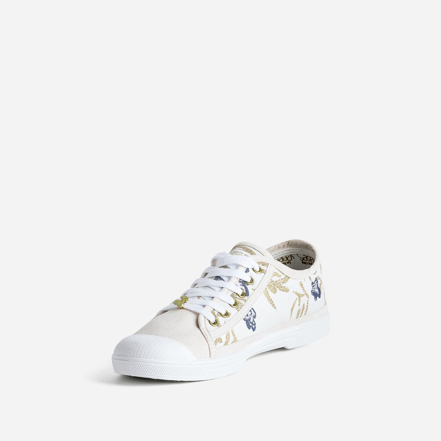Tennis LE TEMPS DES CERISES beige broderies or