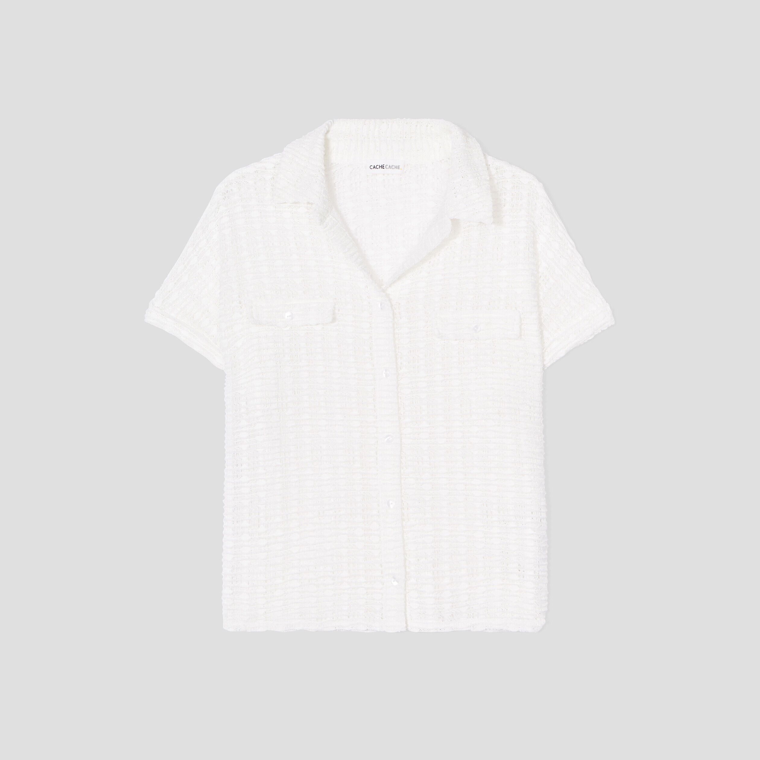 Blouse manches courtes ajourée ecru femme | Cache Cache