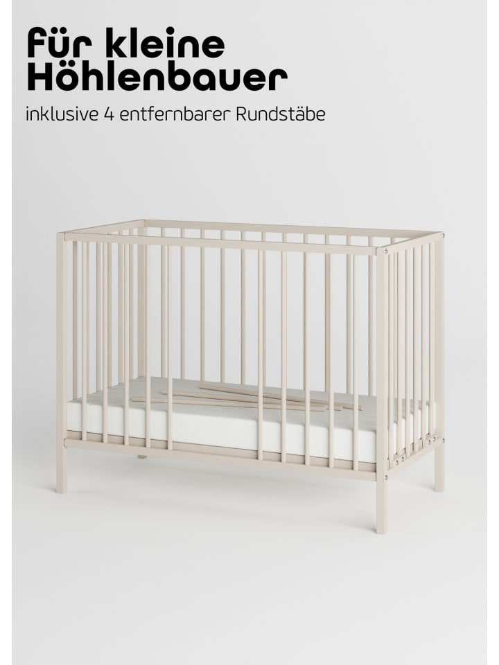Sämann Beistellbett mit Matratze SleepPlus, Rollen & Umbauseite - sahara dust - Dreamy günstig kaufen 60x120 cm