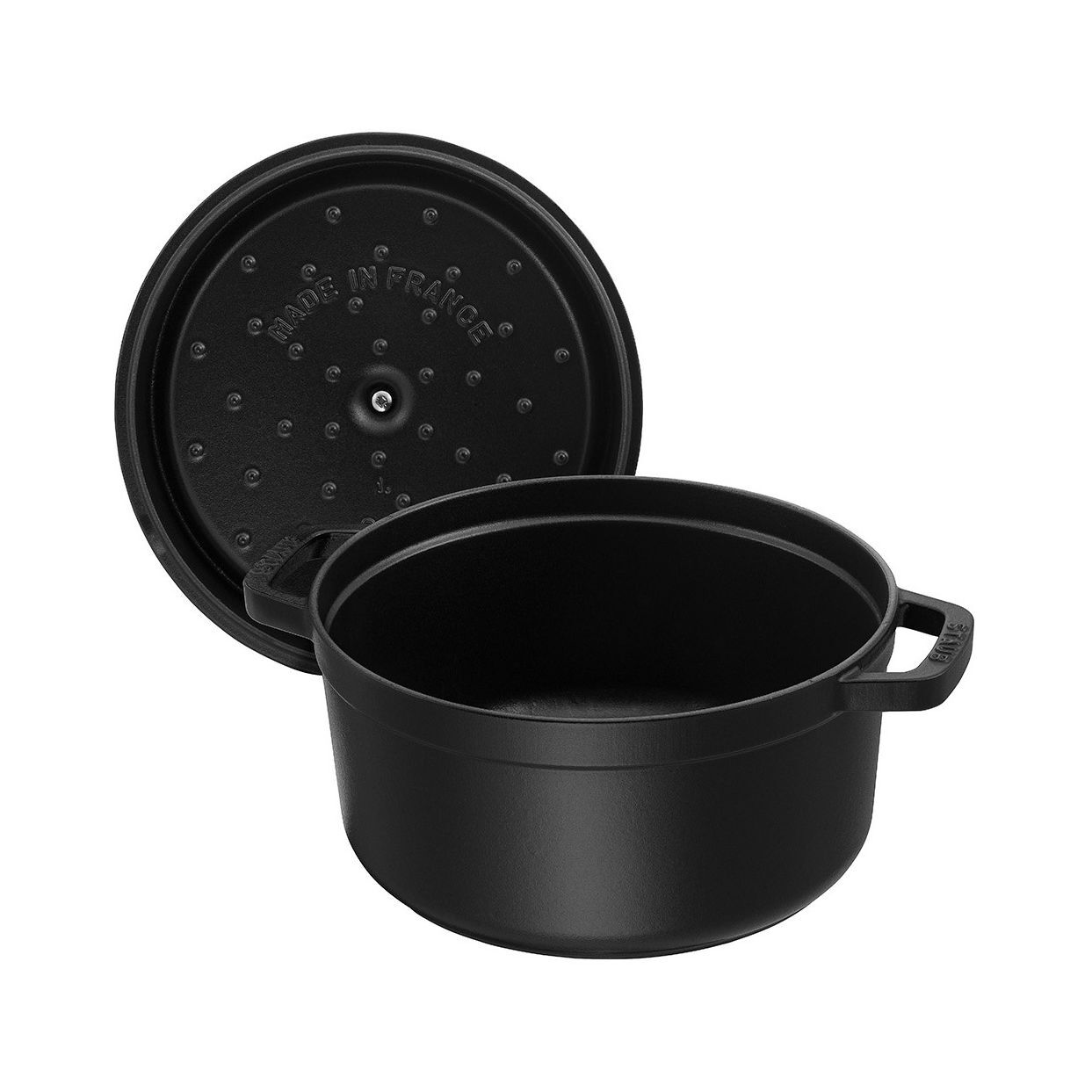 Cocotte 24 cm, rund, Schwarz, Gusseisen