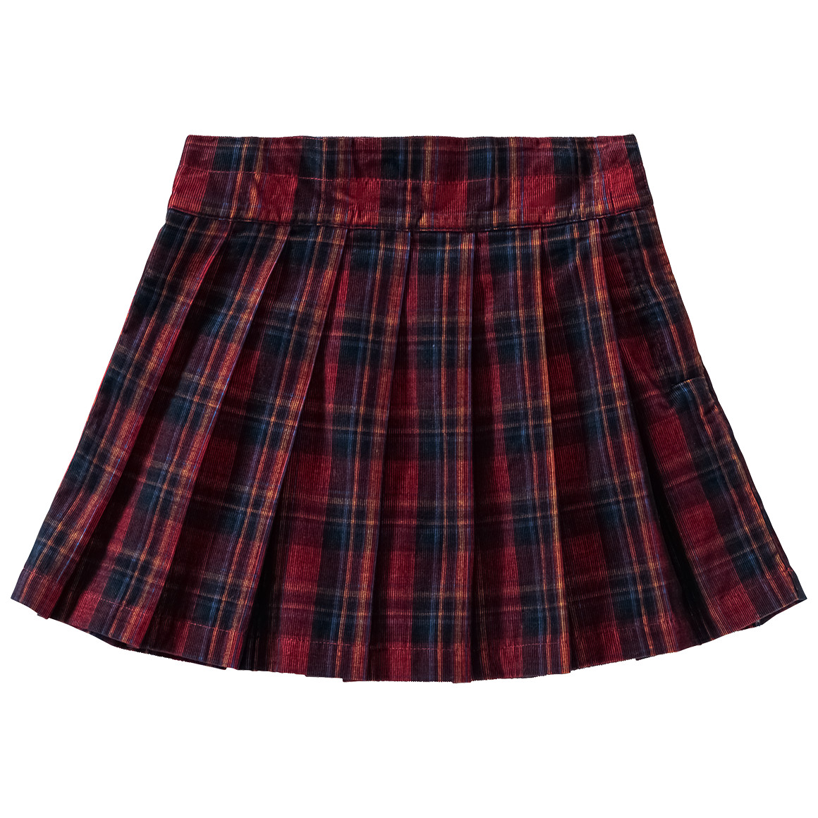Mädchen Weihnachtsrock aus Cord dunkelrot / dunkelblau