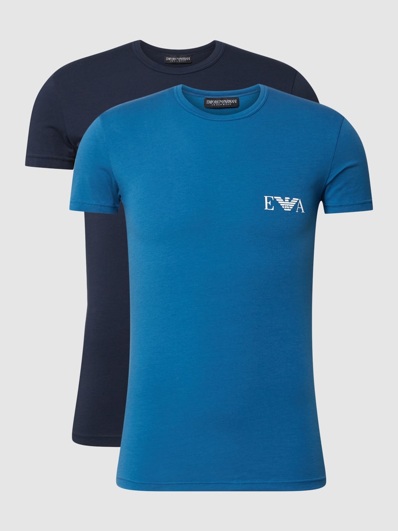 T-Shirt mit Label-Print im 2er-Pack in blau