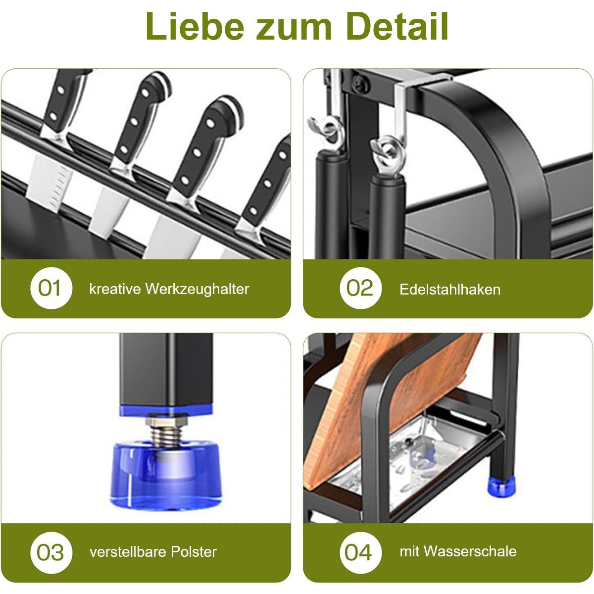 götäzer Gewürzregal 2-stöckiges Gewürzregal mit Utensilienablage, 1-tlg., Gewürzregale, Küchenorganisatoren und Lagerregale