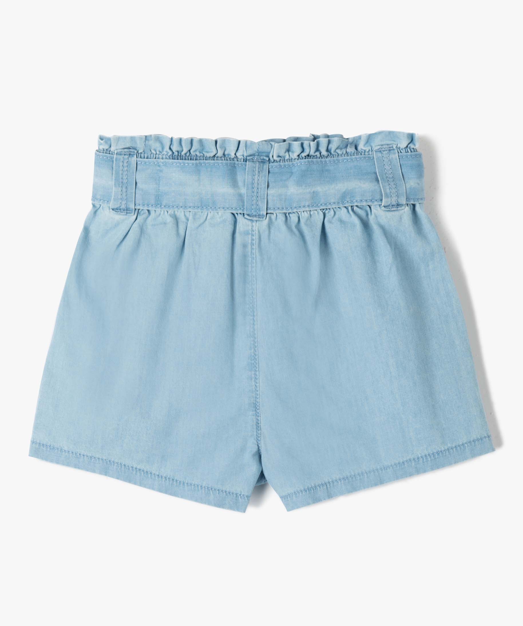 Short fille ample avec ceinture froncée et ceinture à nouer bleach | GEMO