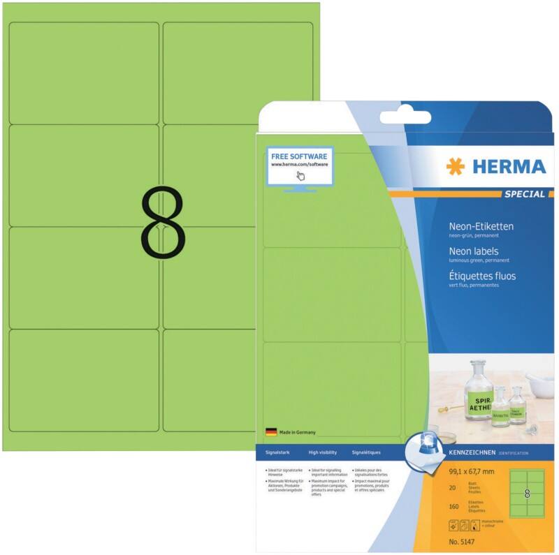HERMA Etiketten 5147 Neongrün 160 Stück