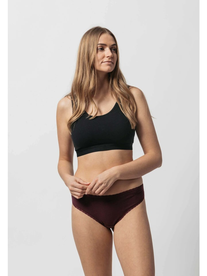 SNOCKS Brazilian Slips mit Spitze aus Bio-Baumwolle 3 Stück in Mix (Mauve/Weinrot/Schwarz) günstig kaufen