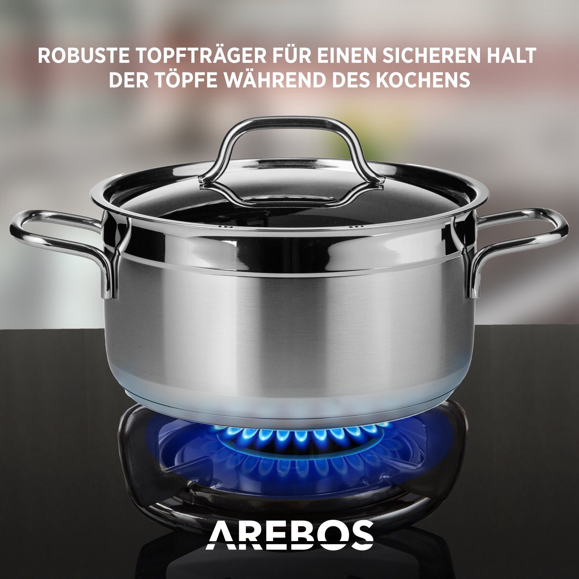 Arebos Gas-Kochfeld Gasherd AR-HE-GH63, Geeignet für Erdgas oder Propangas, Gasherd, Gaskocher