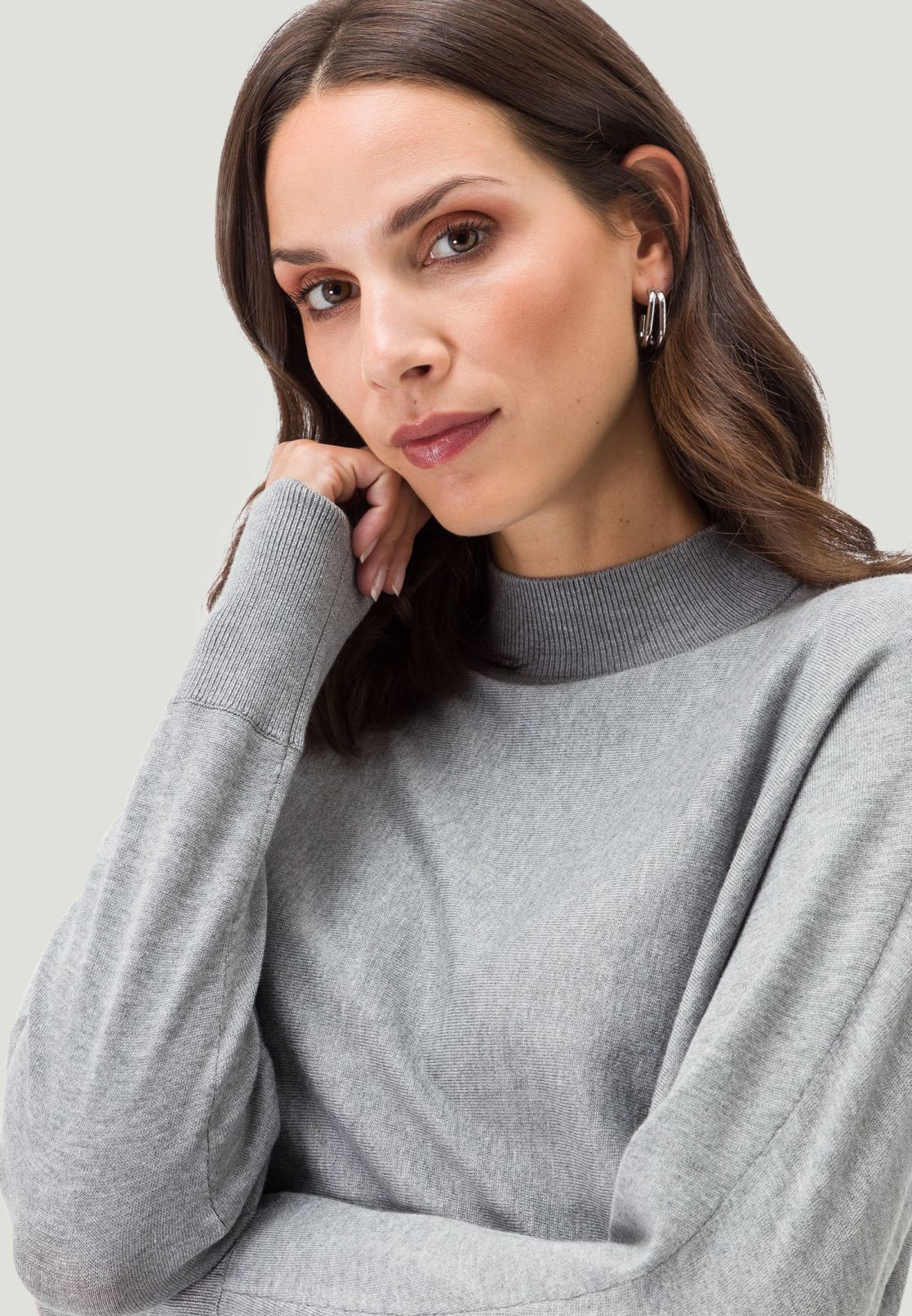 Strickpullover mit Stehkragen
