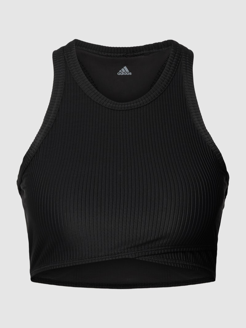 Crop Top in Ripp-Optik in schwarz