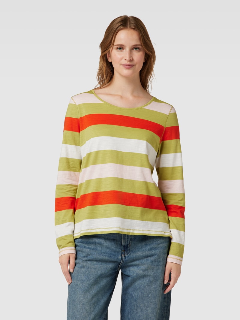 Longsleeve mit Streifenmuster in schilf