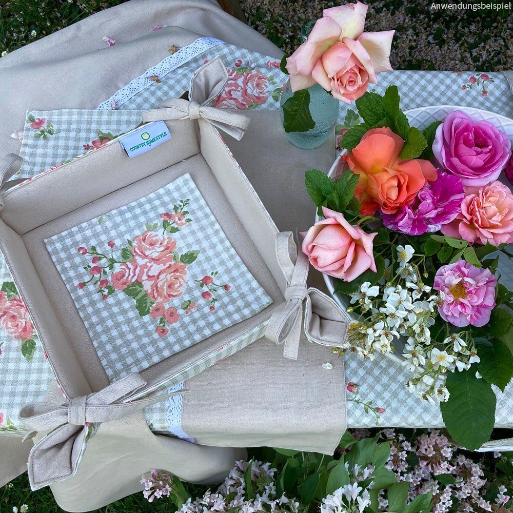 matches21 HOME & HOBBY Topflappen Topfhandschuh LUISA Rosen Karo bunt 17x33 cm Landhaus, (1-tlg)