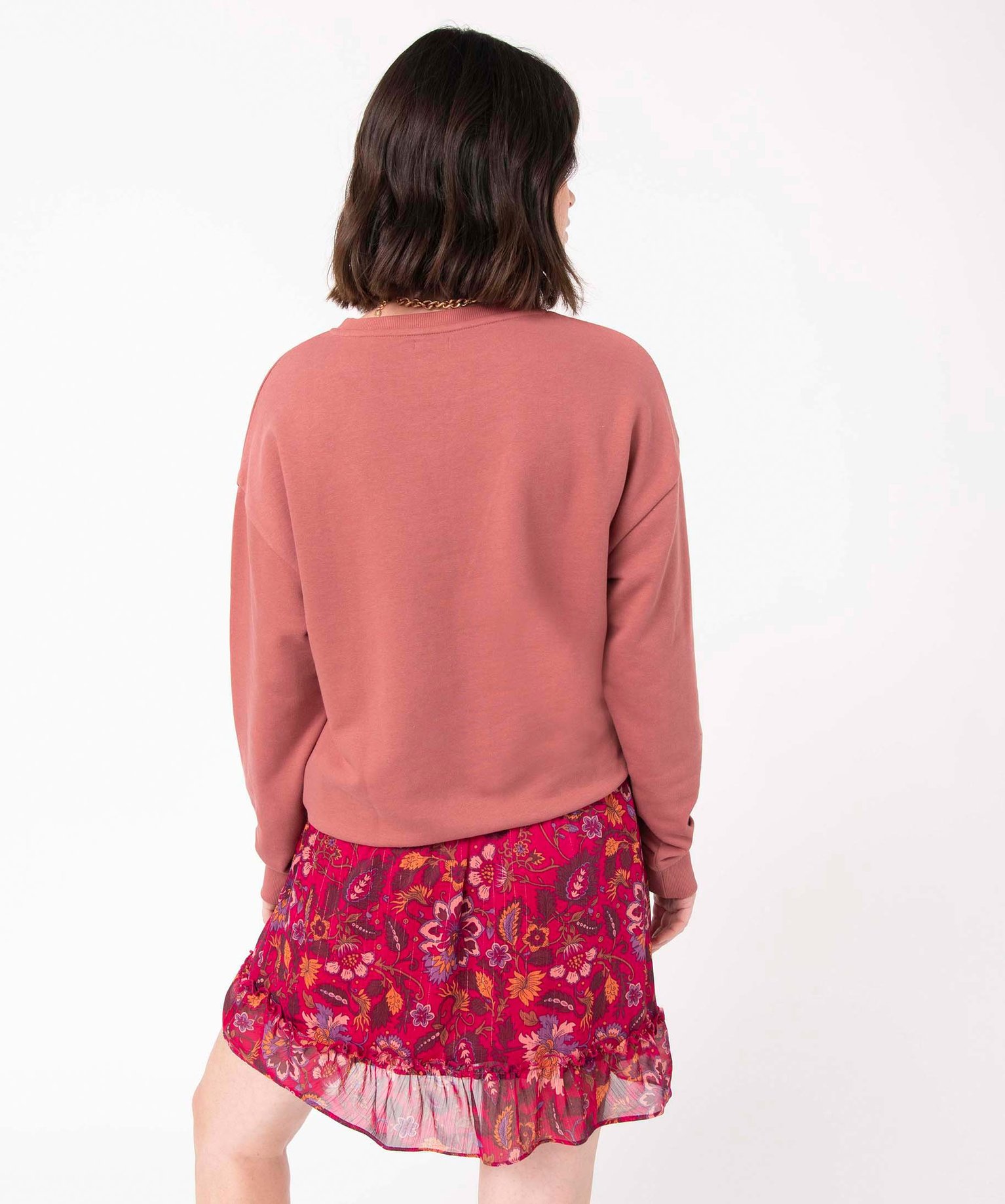 Sweat femme uni intérieur bouclettes rose | GEMO