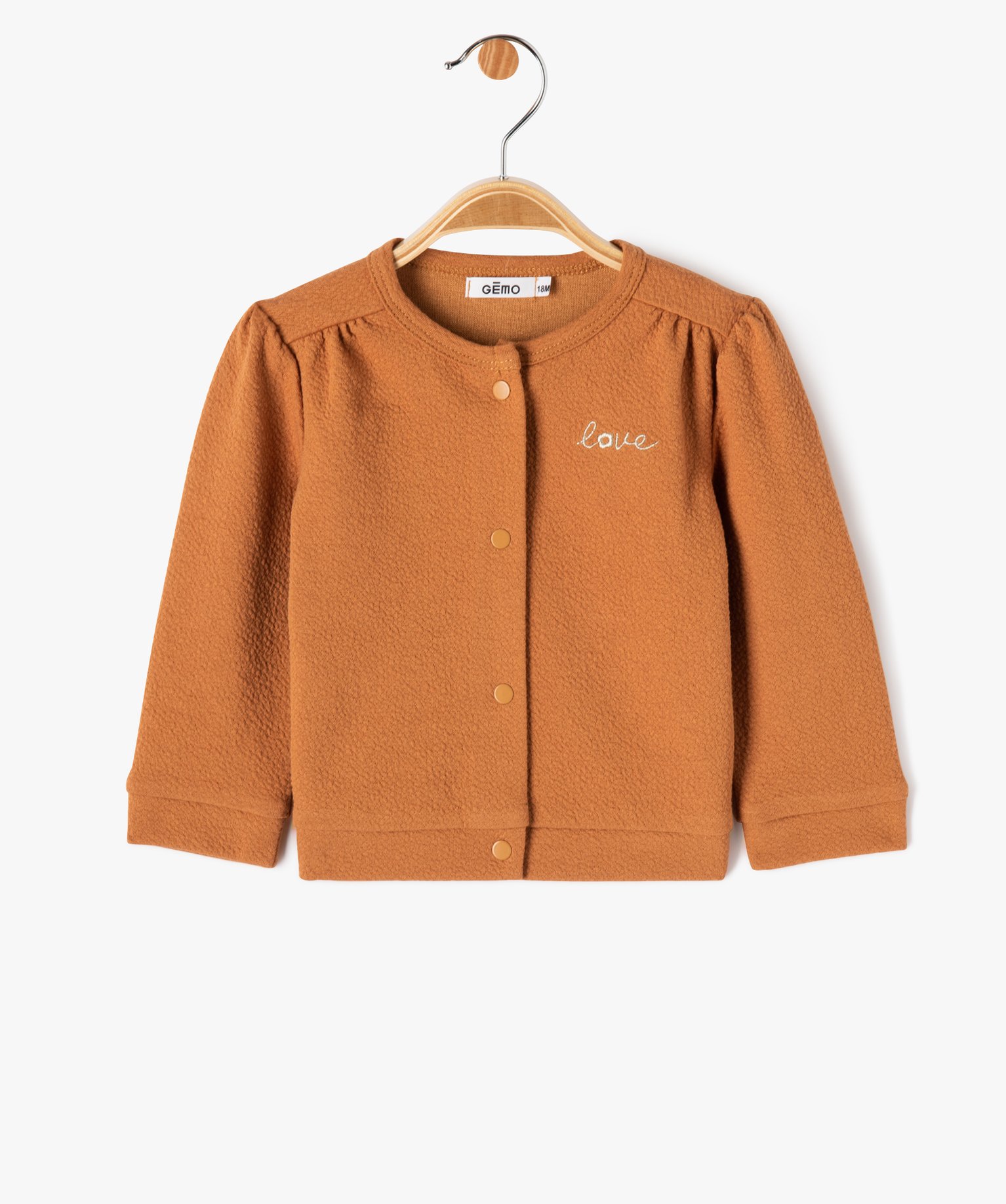 Gilet à boutons-pression bébé fille marron clair | GEMO
