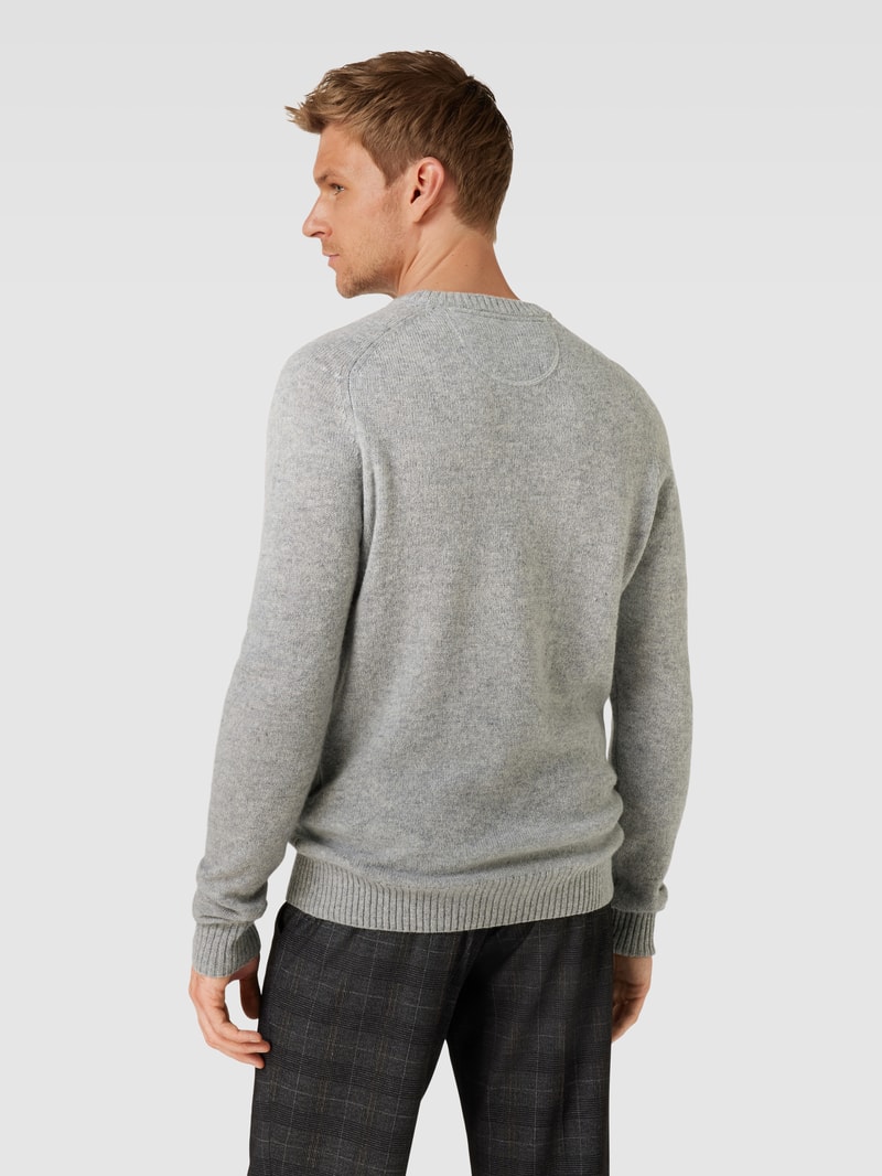 Strickpullover aus Lammwolle Modell 'TANGUY' in hellgrau meliert
