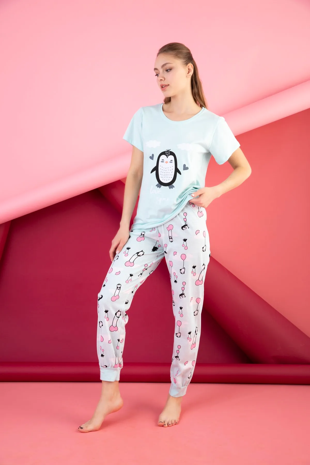 STRAWBERRY  BEDRUCKTES PYJAMA-SET AUS BAUMWOLLE