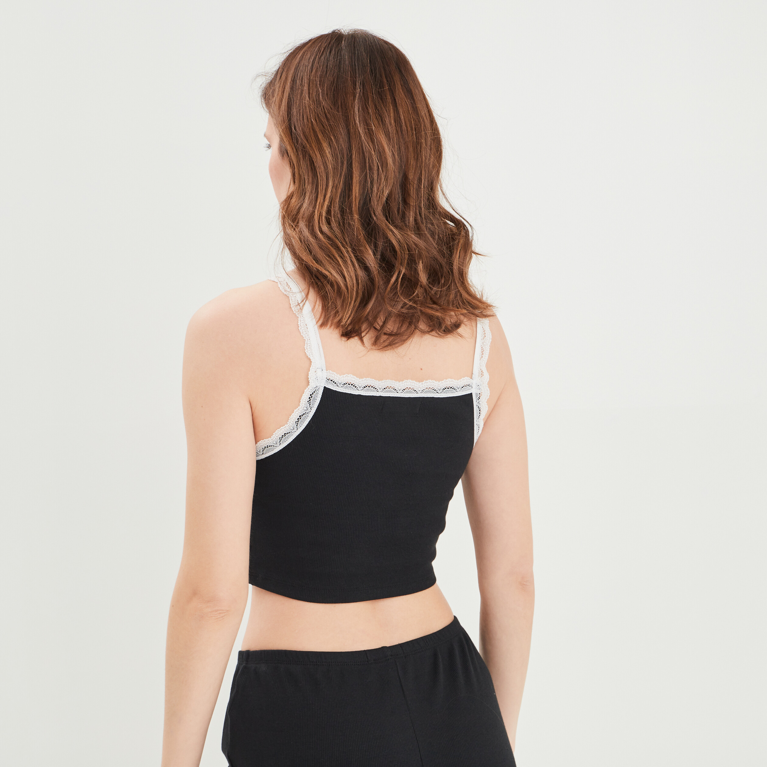 Haut de pyjama débardeur cropped noir femme | La Halle