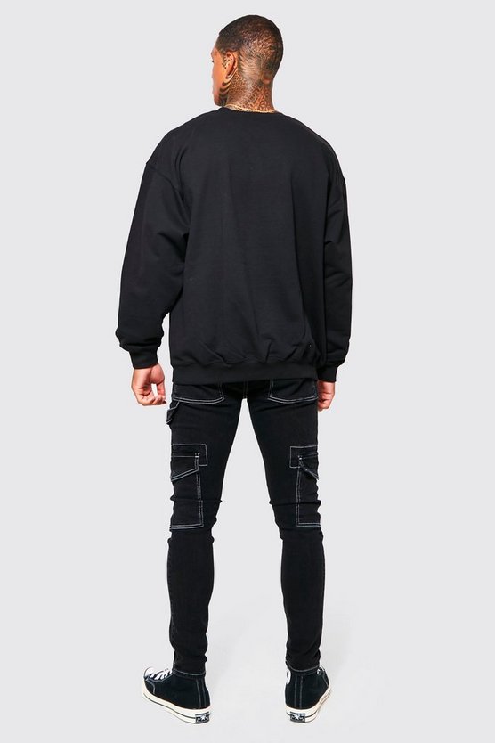 Skinny Stretch Cargo-Jeans mit Kontrast-Naht