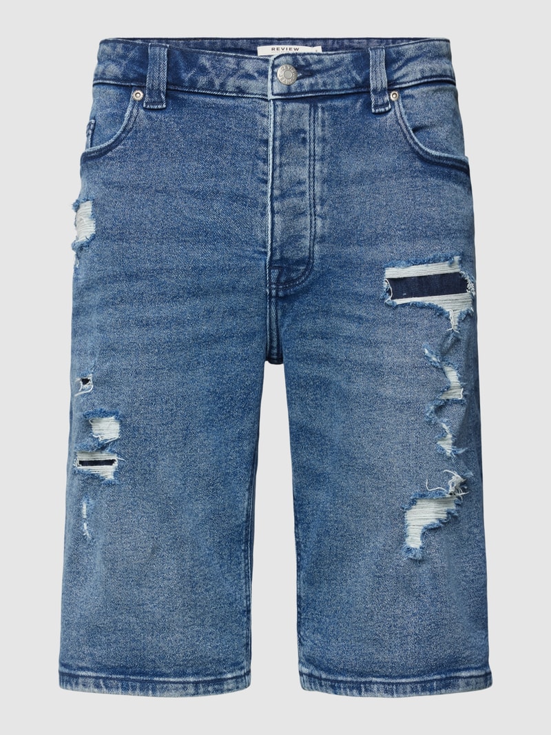 Jeansshorts im Destroyed-Look in blau