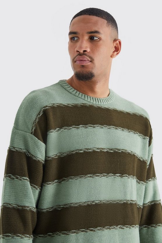 Tall gestreifter Oversize Strickpullover