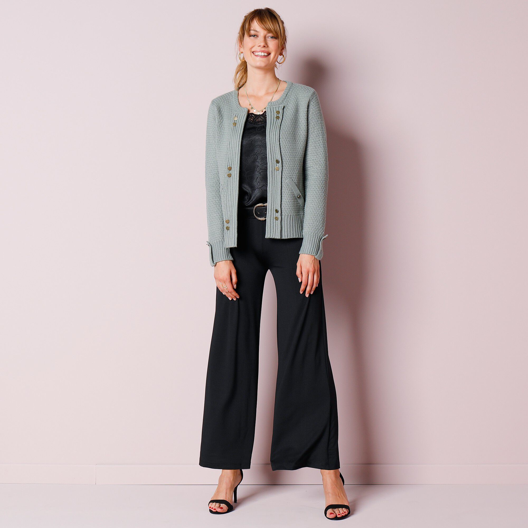 Pantalon large maille extensible