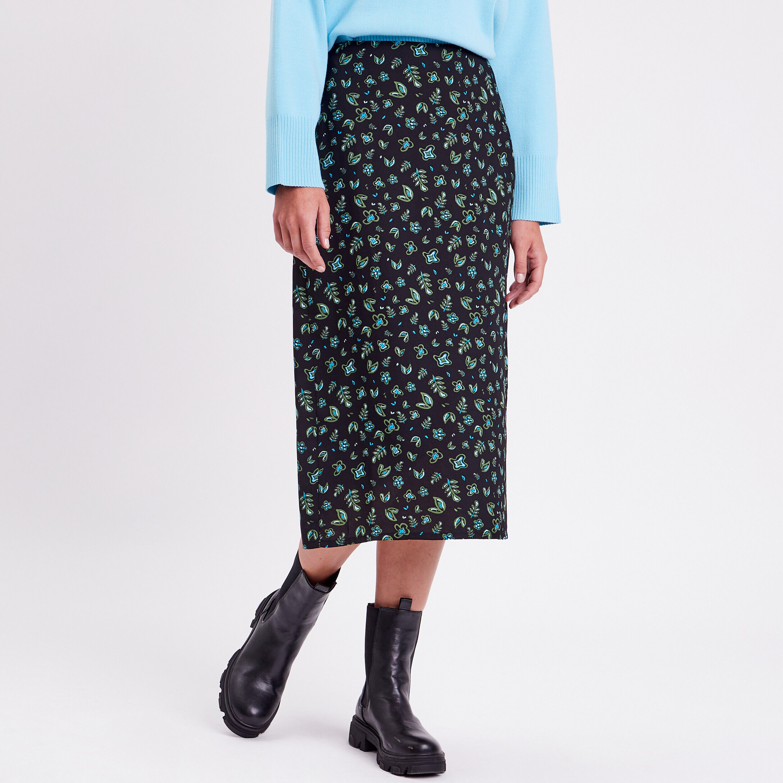 Jupe midi droite noir femme | Cache Cache