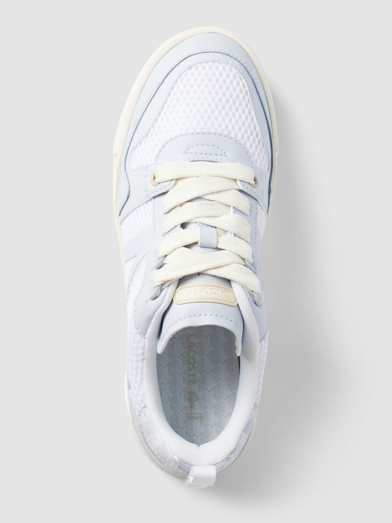 Sneaker aus Leder-Mix mit Kontrastbesatz in violett
